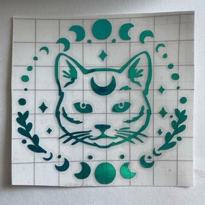 Celestial cat holographic vinyl sticker